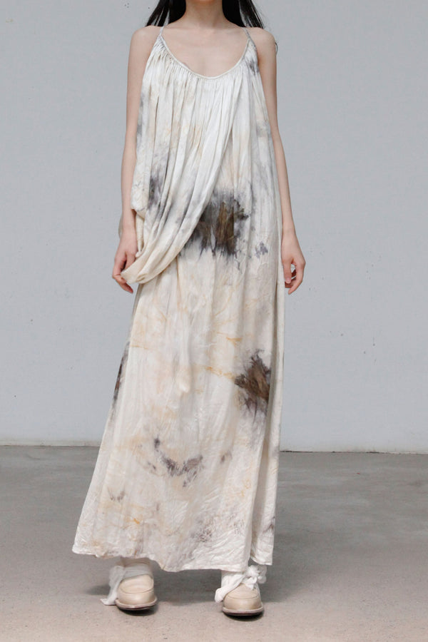 MUTEDANCE Irregular Silk Dress MD22SS21 Floral Dyed Grey PM25